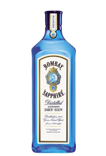 Ginebra Bombay Sapphire - Botella de vidrio azul